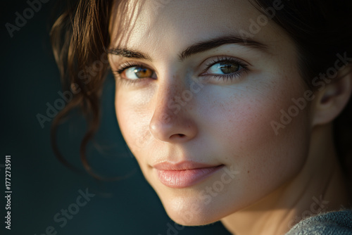 Natural Light Gently Highlighting the Smoothness of a Woman’s Cheeks, Emphasizing the Subtle Blush and Radiance of Her Skin.