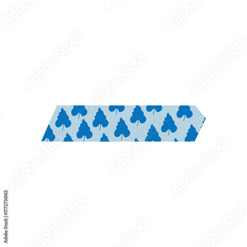 Decorative blue washi tape vector with heart pattern, ideal for creative stationery, journals, and DIY projects.