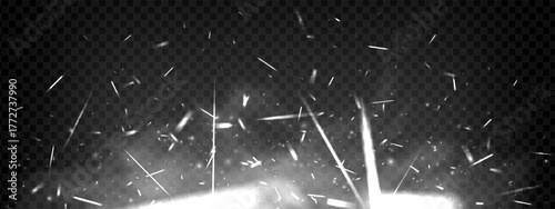 Hot glowing sparks and embers burst from blazing fire on dark background. Fiery explosion and smoke create intense energy scene. Great for blacksmith or power illustration.