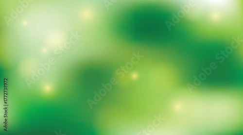 Vector illustration of soft green nature gradient background with smooth color transitions and bokeh light spots for natural eco-friendly design