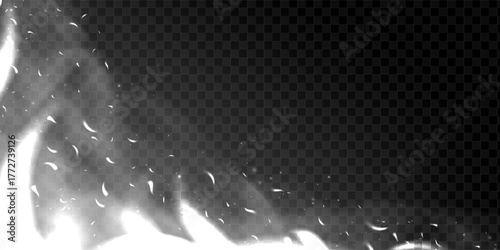 Blazing embers and bright sparks glow in dark smoky air. Realistic 3D flame texture with heat and light effect. Perfect for cinematic blacksmith or explosion background.