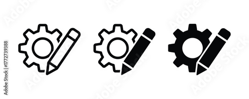 Customization icon. Settings vector icon. Customize settings icon. Mechanical symbol. Vector illustration