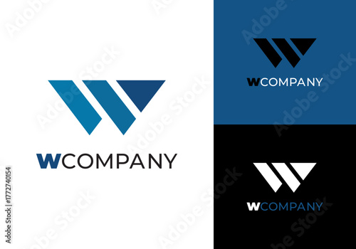 arrow symbol icon letter for W company name logo vector