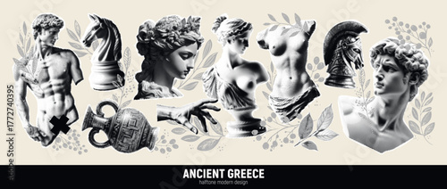 Photos An Artistic Representation Highlighting the Faces of Ancient Greece and Its Scul