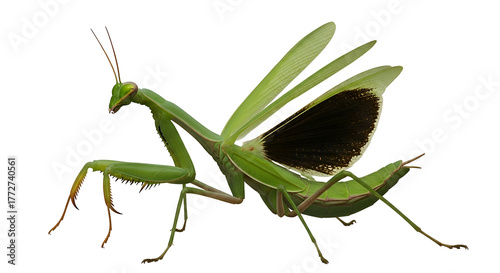 Praying mantis insect with wings spread