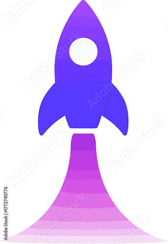 Gradient rocket ship launching upwards symbolizing innovation and the power of new technology ideas