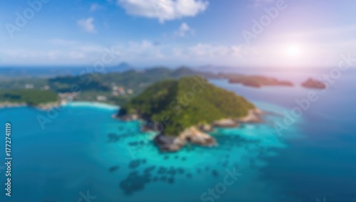 Fototapeta Naklejka Na Ścianę i Meble -  Lush elevated landform with greenery and open sky