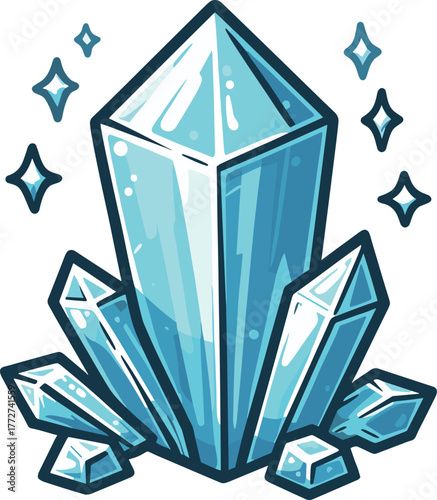 地面から生えているクリスタルのイラスト