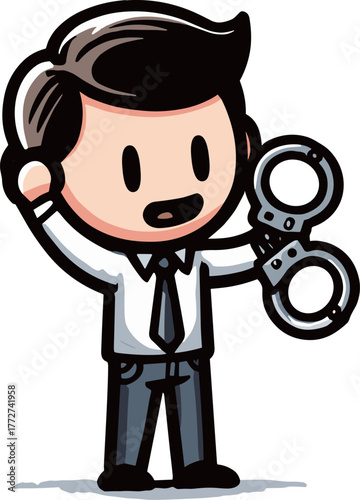 手錠を持った男性のイラスト