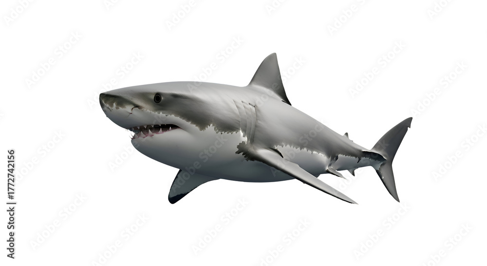 Fototapeta premium Shark swimming underwater transparent background