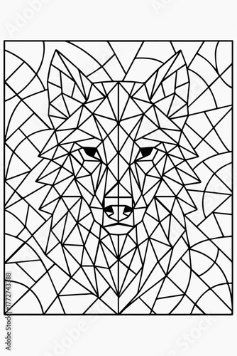 Geometric Wolf Coloring Page A Printable Design for Creative Expression and Relaxation