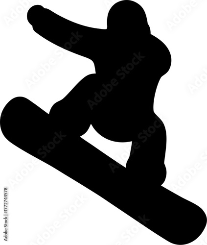 Snowboarding Silhouette Vector | Winter Sports Clipart | Snowboard Rider Outline Design