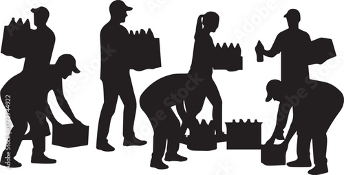 International volunteer day diverse group of people carrying boxes contributing to community service