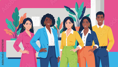 Confident diverse business team smiling in a modern office Professionals unity and corporate success