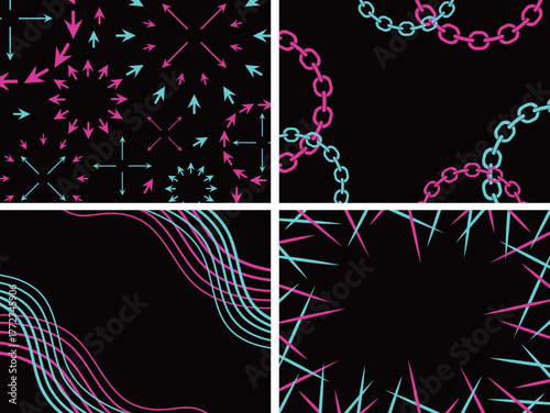 サイバーパンクな抽象背景4種セット