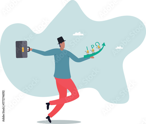 New stock IPO, initial public offering company going public to trade in stock exchange market.about a man and his life.