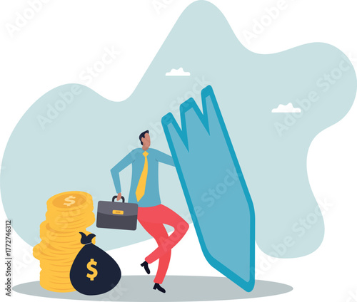 Wealth protection, investment asset allocation portfolio in volatility market or saving guard in financial and economic crisis,about a man and his life.