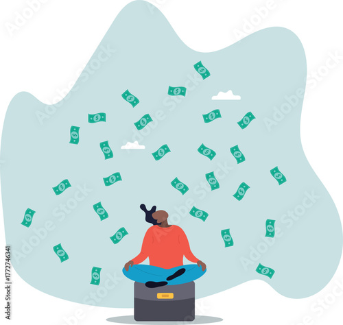 Money or financial mindset, get rich or ambition to growth revenue, success investment and savings or attitude to grow business.about a man and his life.