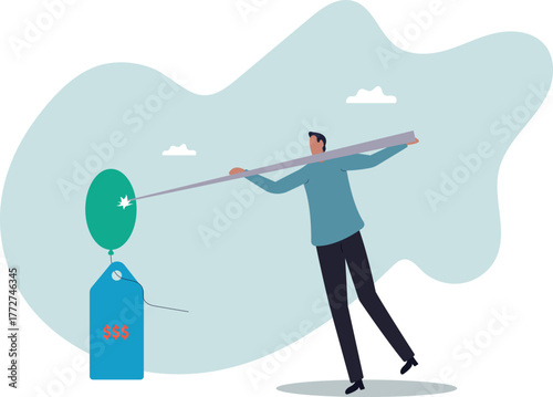 Reduce inflation by increase interest rate, FED or central bank monetary policy to cut or decrease inflation problem.about a man and his life.