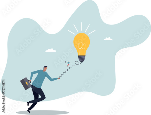 Creativity for business idea, thinking and brainstorm for new idea or opportunity,.about a man and his life.