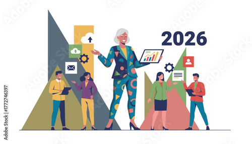 Professional team collaboration and strategic business planning for 2026 growth and future success