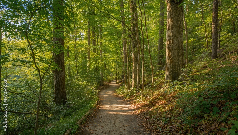 Naklejka premium Trail through rocky point park. A nature hike in a scenic area.