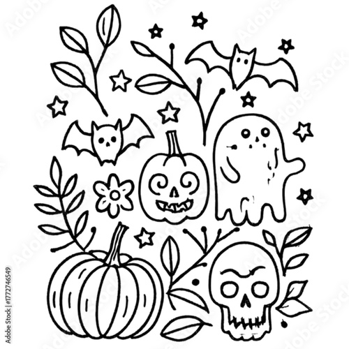 set of halloween icon elements illustrations