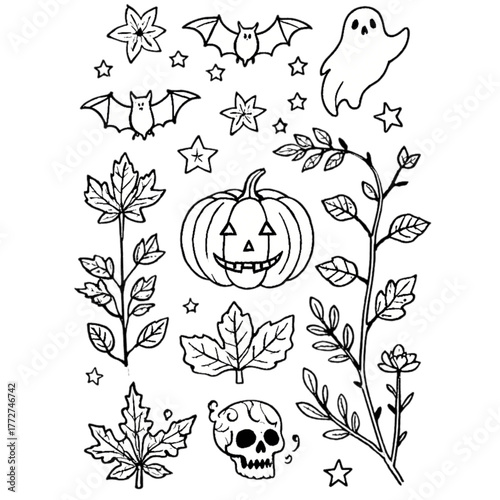 set of halloween icon elements illustrations