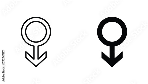 Male gender icon set. Single line Male gender icon vector background. Vector illustration for web design. Isolated on white background.