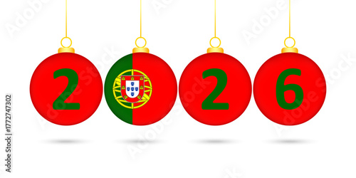 Portugal Flag Christmas Balls 2026 Decoration.