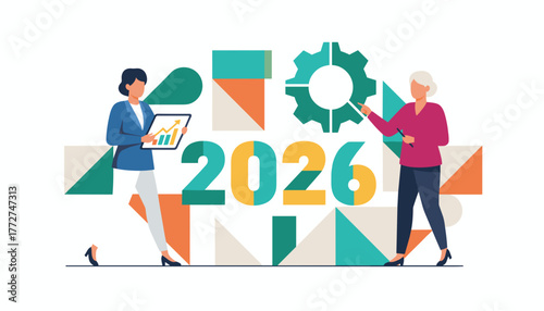 Business team plans 2026 strategy focusing on financial growth and future goals