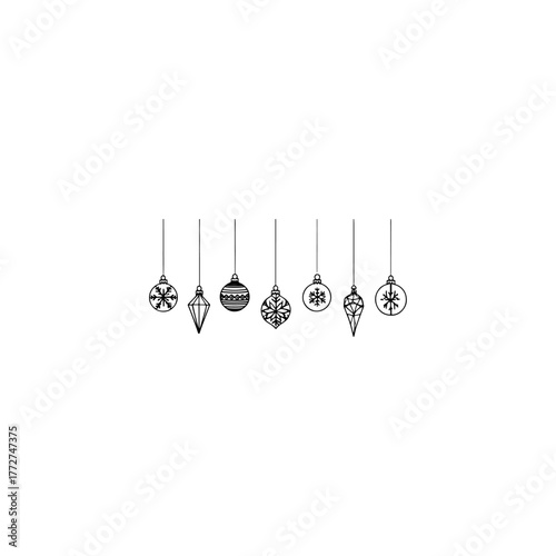 Christmas ball icon. Set of black Christmas balls. Christmas ball icons in flat design.