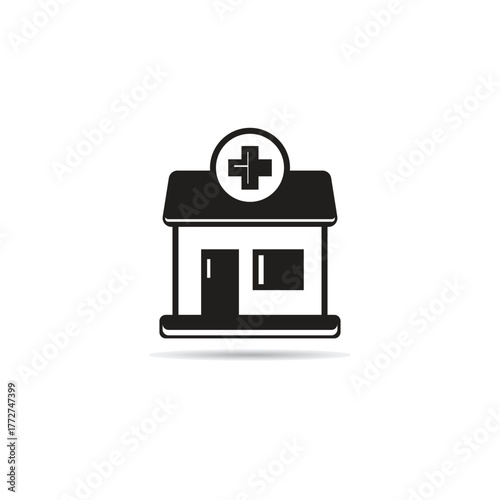 medical clinic icon with shadow on white background