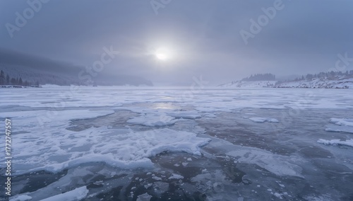 Wallpaper Mural Picture of Icy Lake Surface Covered with Snow Torontodigital.ca