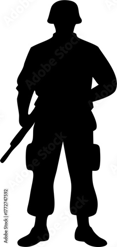 Soldier Silhouettes Vector | Military Army Clipart | Warrior Outline Design