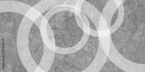 White abstract background with white circle rings in faded distressed vintage grunge texture design. Geometric grey textured abstract modern background - stock illustration.Grunge abstract background
