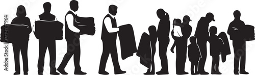 Diverse group of volunteers distributing donations celebrating international volunteer day symbolism