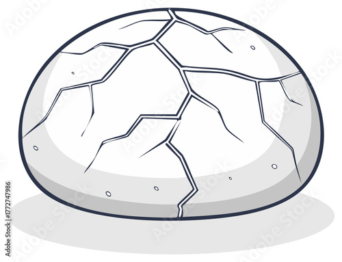 Cracked Egg Cartoon Illustration Oval Shape Outlines Hatching Design Concept