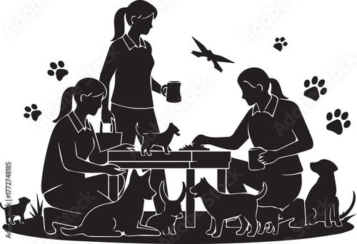 Volunteers helping animals community care service international volunteer day event