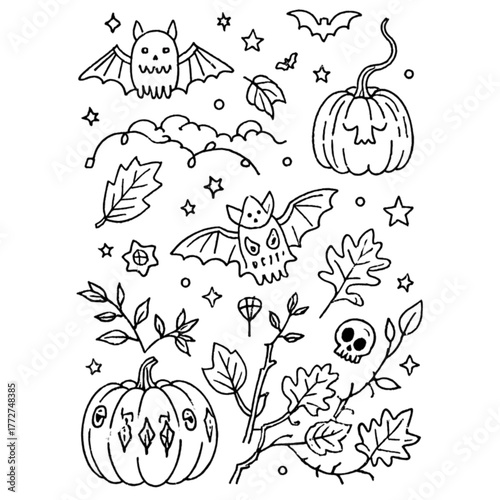 set of halloween icon elements illustrations