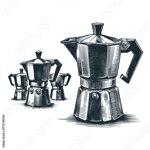 The  Moka Pot – Black and White Icon Vector and Illustration
