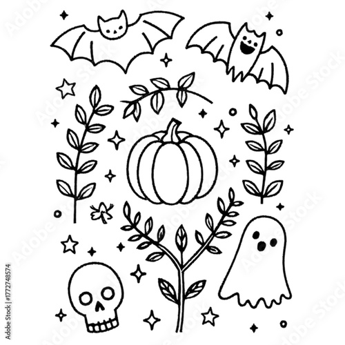 set of halloween icon elements illustrations