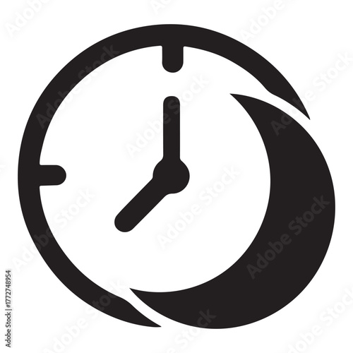 Sleep Schedule Silhouette Icon – Bedtime Routine & Rest Wellness Vector