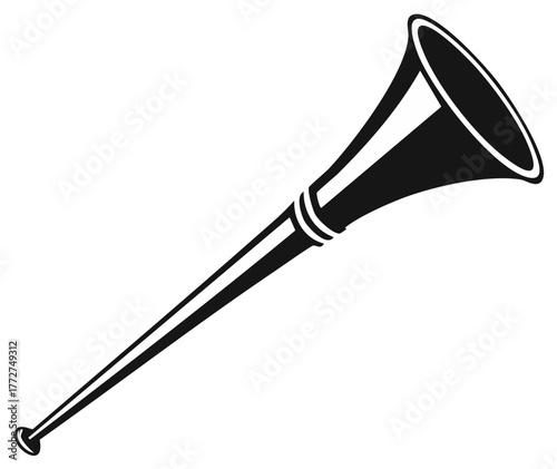 Long Black Horn Musical Instrument Symbol Icon Graphic Illustration Design