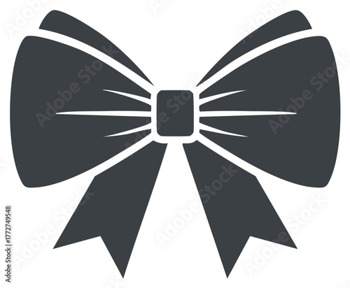 Monochrome decorative bow illustration, vector graphic of knotted ribbon