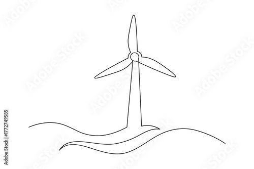 Wind turbine icon continuous one line drawing minimalist style vector illustration
