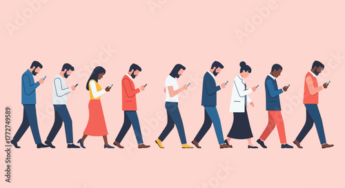Digital age walkers: A visual metaphor for social isolation and phone addiction in the modern era