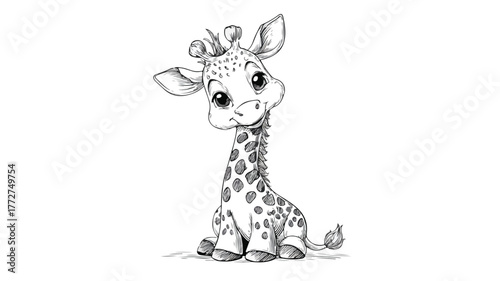 Adorable Giraffe Coloring Page for Children - Vector Illustration
