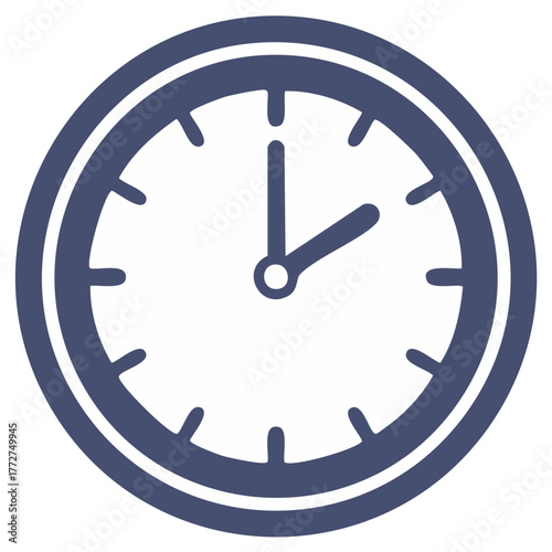 Blue Simple Clock Illustration Showing Time, Symbol