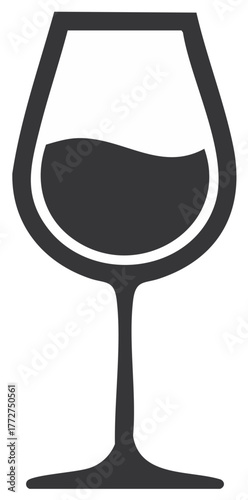 Elegant Wine Glass Icon Featuring Red Wine, A Symbol of Celebration, Dining, and Fine Living